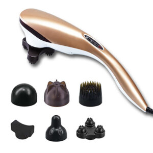 NNEAGS 6 Heads Portable Handheld Massager Soothing Stimulate Blood Flow Shoulder Gold