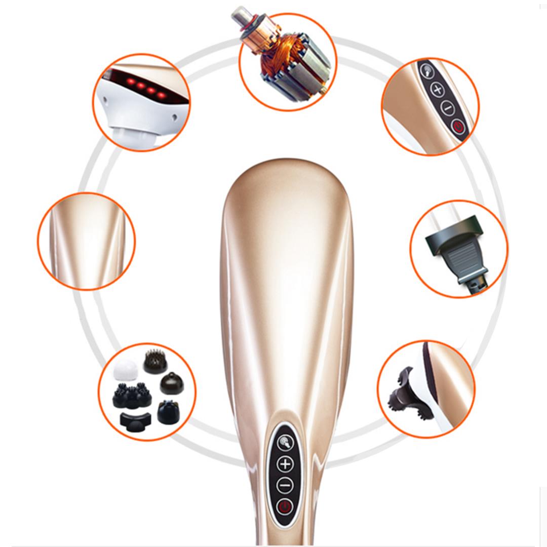 NNEAGS 6 Heads Portable Handheld Massager Soothing Stimulate Blood Flow Shoulder Gold - Image 5