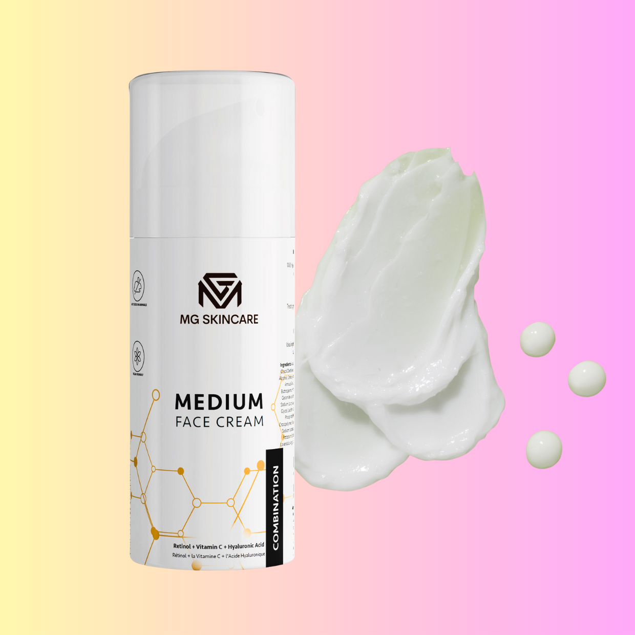Medium Face Cream with Retinol - Vita C & Hyaluronic Acid - Image 3